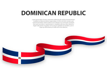 Waving ribbon or banner with flag of Dominican Republic
