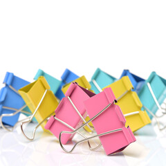 Four binder clips isolated on white background 
