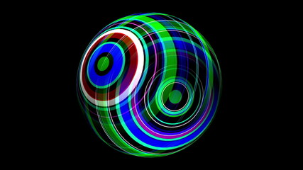 3D illustration of Colorful sphere black