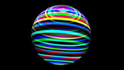 3D illustration of Colorful sphere black