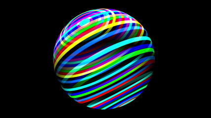3D illustration of Colorful sphere black