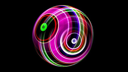 3D illustration of Colorful sphere black