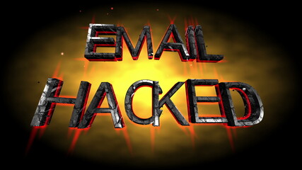 Email hacked text over grunge background 3d illustration