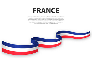 Waving ribbon or banner with flag of France.