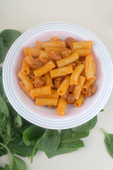maccheroni bolognese as italian pasta food