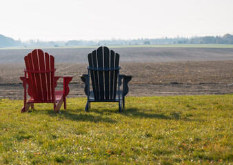 two chairs in a field
