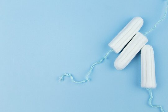 tampons on a blue background 
