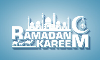 Ramadan Kareem greeting card for the Muslim community festival celebration.	
