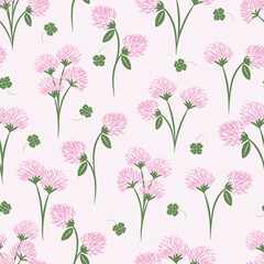 Pink Clover Bouquet Seamless Pattern Background Print