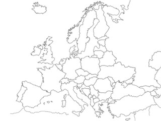 Fototapeta na wymiar Europe political map sketch for coloring