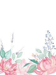 Spring wild flower frame, border, wedding invitation, bridal shower, baby shower, mothers day card