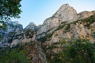 Fototapeta na wymiar Landscape at the Vikos Gorge, listed as the deepest gorge in the world by the Guinness Book of Records, in Epirus, Greece