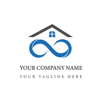 Infinity home logo design, Infinity real estate logo design vector