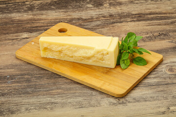 Hard parmesan cheese served basil