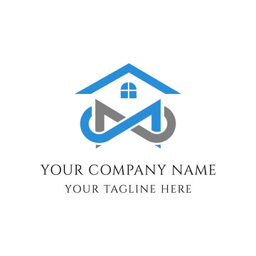 Infinity home logo, Infinity real estate logo vector with letter M for company