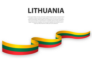 Waving ribbon or banner with flag of Lithuania
