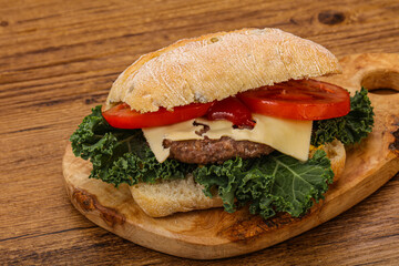 Italian ciabatta bread with burger