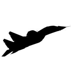 Silhouette military combat airplane on a white background