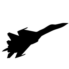 Silhouette military combat airplane on a white background