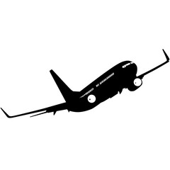 Silhouette passenger aircraft on a white background