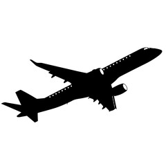 Silhouette passenger aircraft on a white background