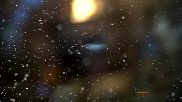 Snowfall with abstract twinking lights.