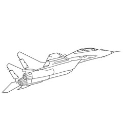 Silhouette military combat airplane on a white background