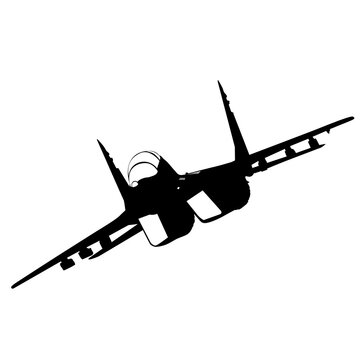 recommend clip art: Silhouette military combat airplane on a white background