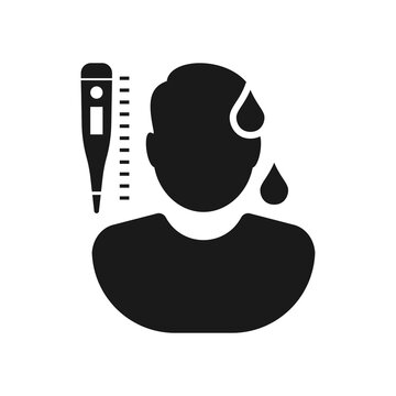 recommend clip art: High Human Body Temperature Icon. Fever, Coronavirus Symptoms.