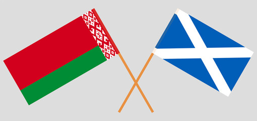 Crossed flags of Belarus and Scotland