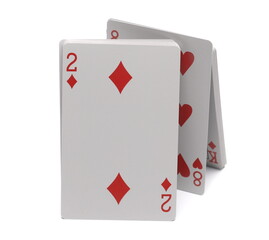 Playing cards for poker and gambling, isolated on white background