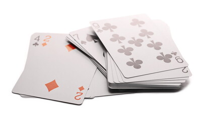 Playing cards for poker and gambling, isolated on white background