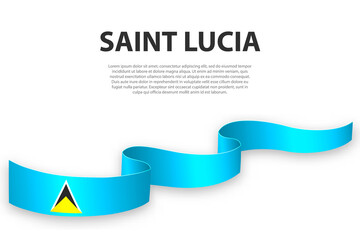 Waving ribbon or banner with flag of Saint Lucia