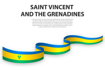 Waving ribbon or banner with flag of Saint Vincent and the Grenadines