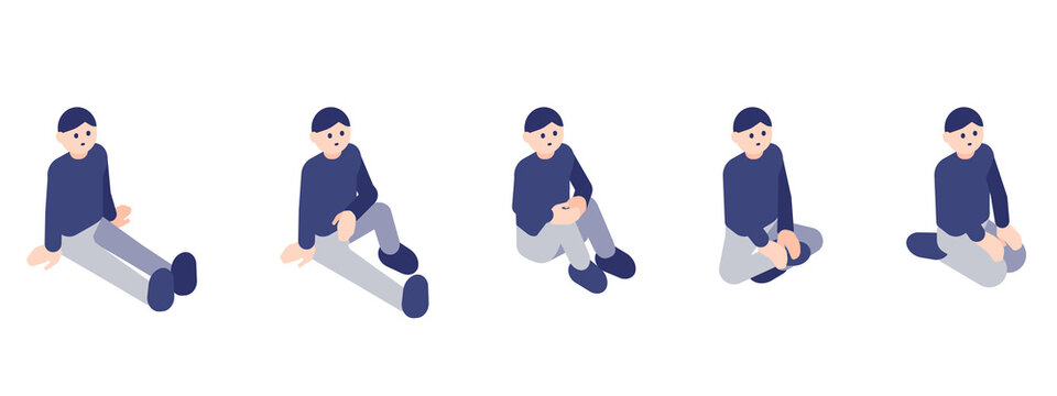 イラスト素材 全身座るポーズの男性セット Stock Vector Adobe Stock
