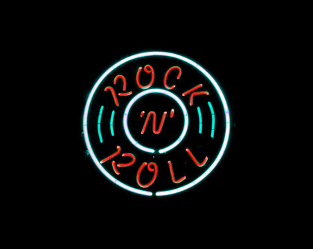 Rock n Roll music vintage neon sign