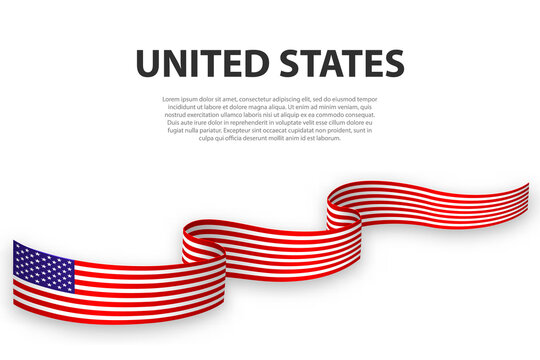 Waving ribbon or banner with flag of United States