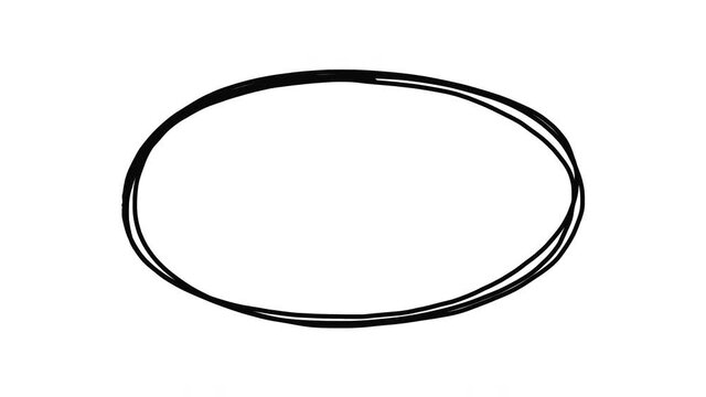 Doodle oval frame on white and black backgrounds, childlike stop motion scribble animation 