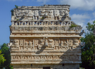 Mayan façade with frets and Chaac