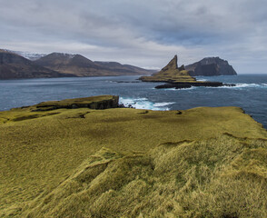 Faroe Islands - Landscape - Cliff - Traelanipa - Vágar - Aerial Photos - Helicopter