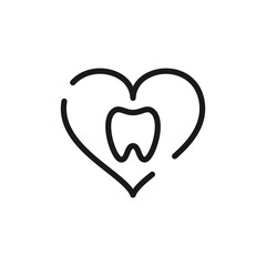 Tooth with heart icon. Dental care concept illustration for logo, banner, flyer design.