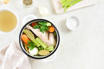 Chicken broth with vegetables and spices