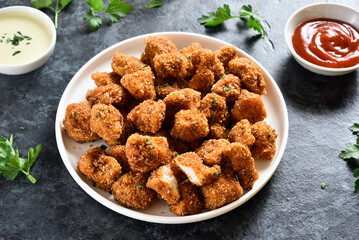 Crispy fried breaded chicken bites