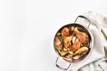 Chicken drumsticks baked with apples