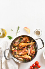 Chicken drumsticks baked with apples