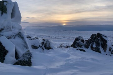 Below Zero Sunrise/Sunset Above the Arctic Circle in Winter
