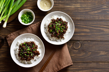 Korean ground beef and rice bowls