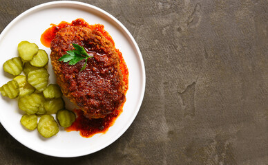 Nashville style hot chicken with pickle