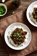 Korean ground beef and rice bowls