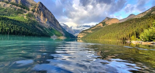 water reflection of crystal clear water and mountains